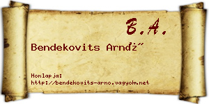 Bendekovits Arnó névjegykártya